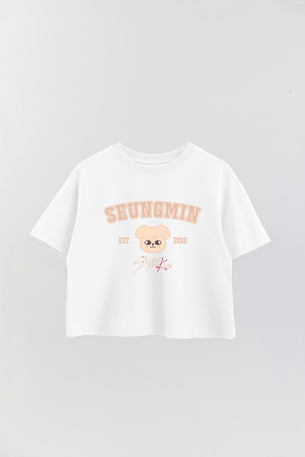 REMERA CROP ESTAMPADA SKZOO3 SEUNGMIN