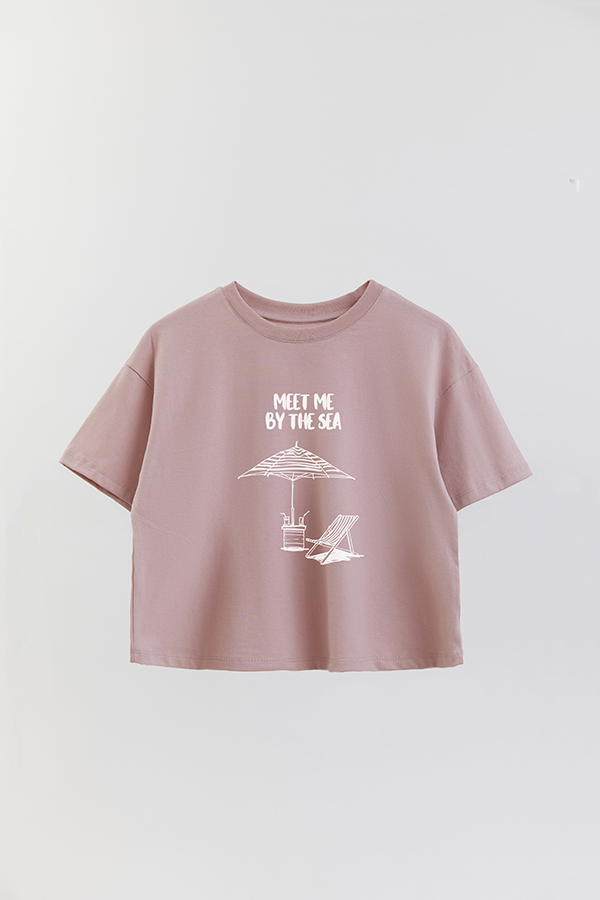 REMERA CROP ESTAMPADA BEACH MEET ME BY THE SEA