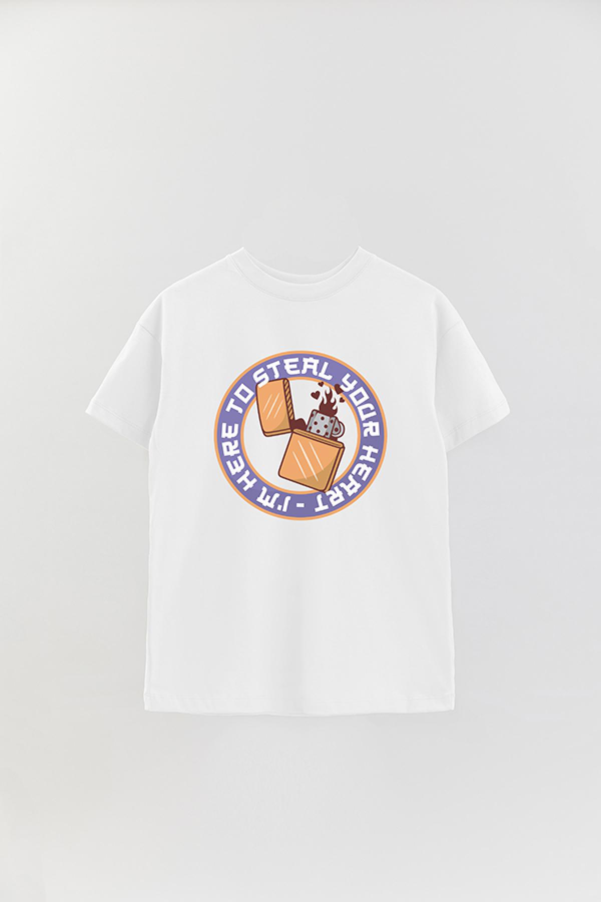 REMERA OVER ESTAMPADA  GR I'M HERE TO STEAL YOUR HEART