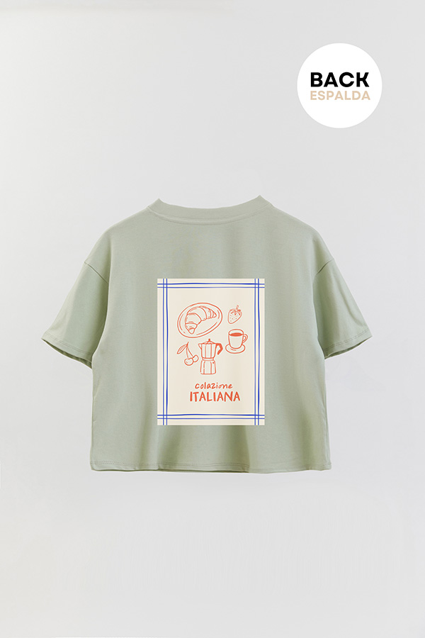 REMERA CROP FB ESTAMPADA COLAZIONE ITALIANA