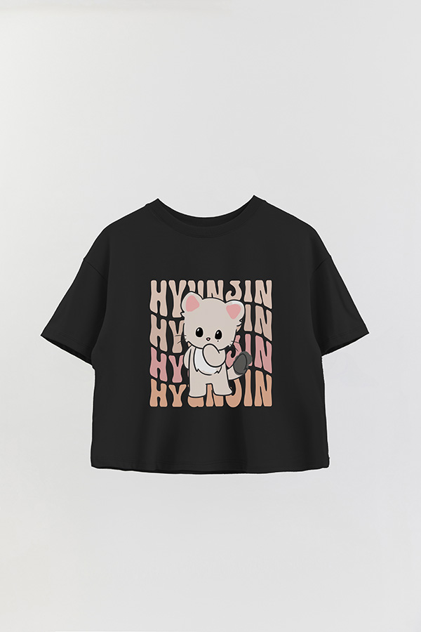 REMERA CROP ESTAMPADA SKZ RT HYUNJIN