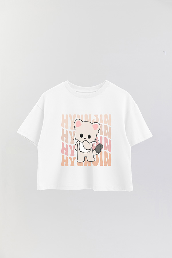 REMERA CROP ESTAMPADA SKZ RT HYUNJIN
