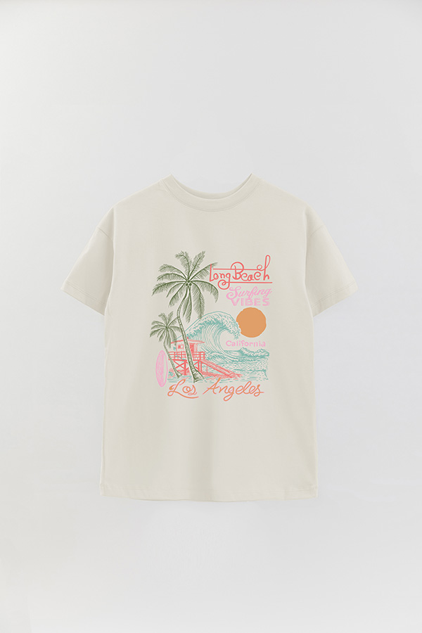 REMERA OVER ESTAMPADA MIAMI A LONG BEACH