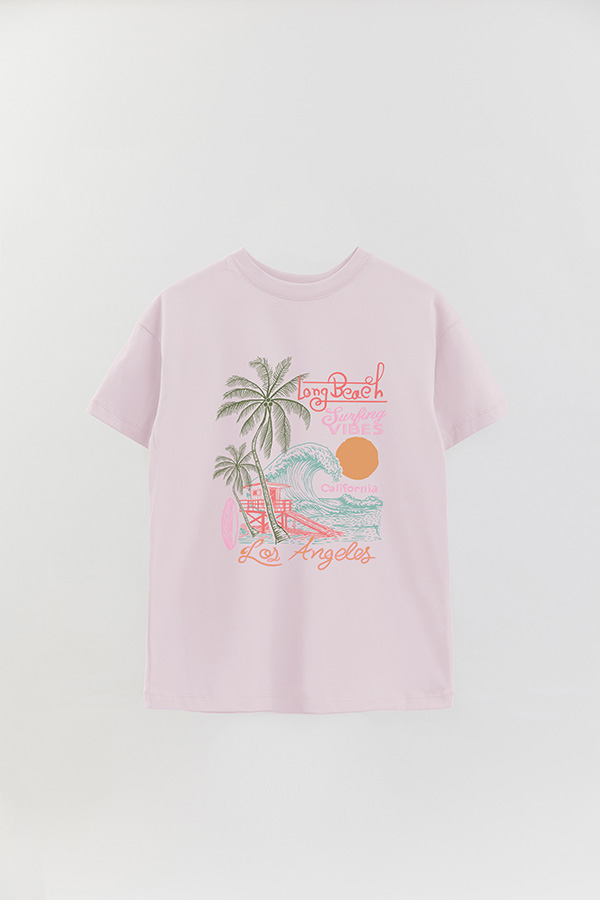 REMERA OVER ESTAMPADA MIAMI A LONG BEACH