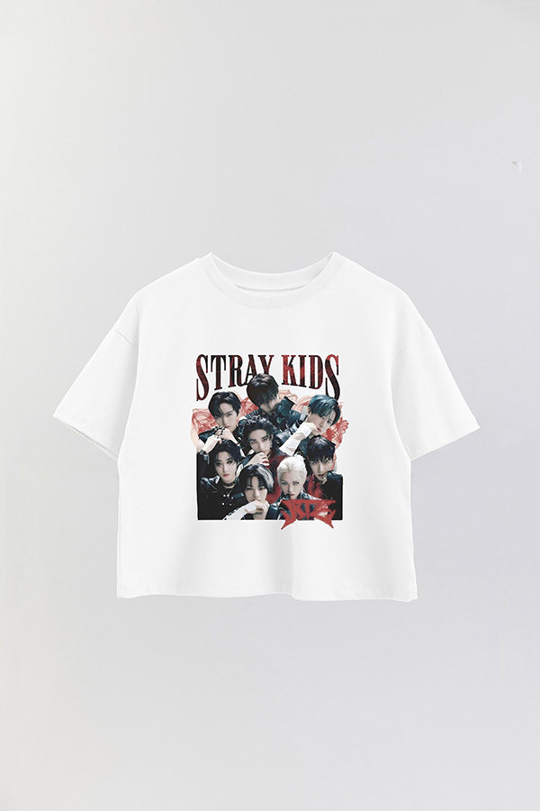 REMERA CROP ESTAMPADA STRAY KIDS BND4