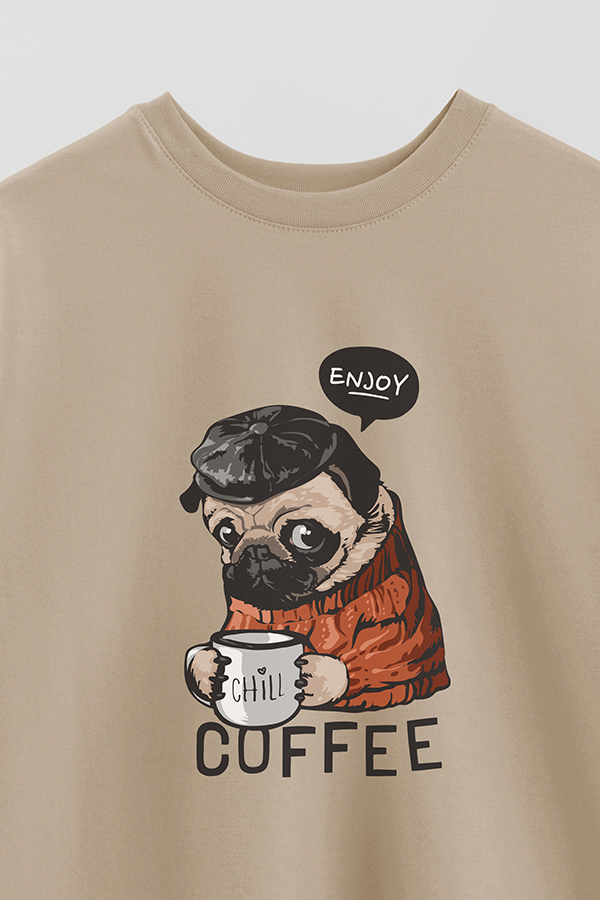 REMERA OVER ESTAMPADA DOG COFFEE