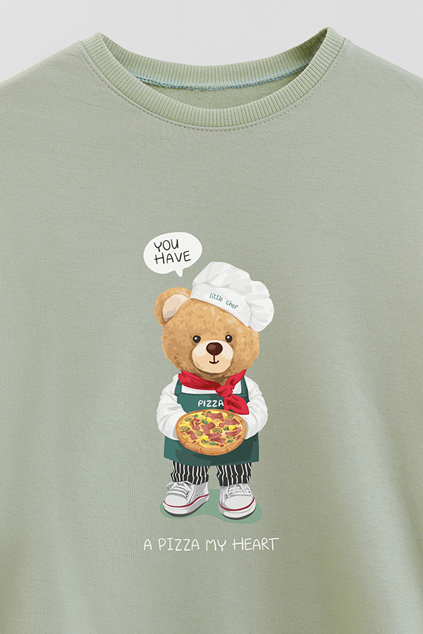 BUZO RUSTICO KIDS TEDDY A PIZZA MY HEART