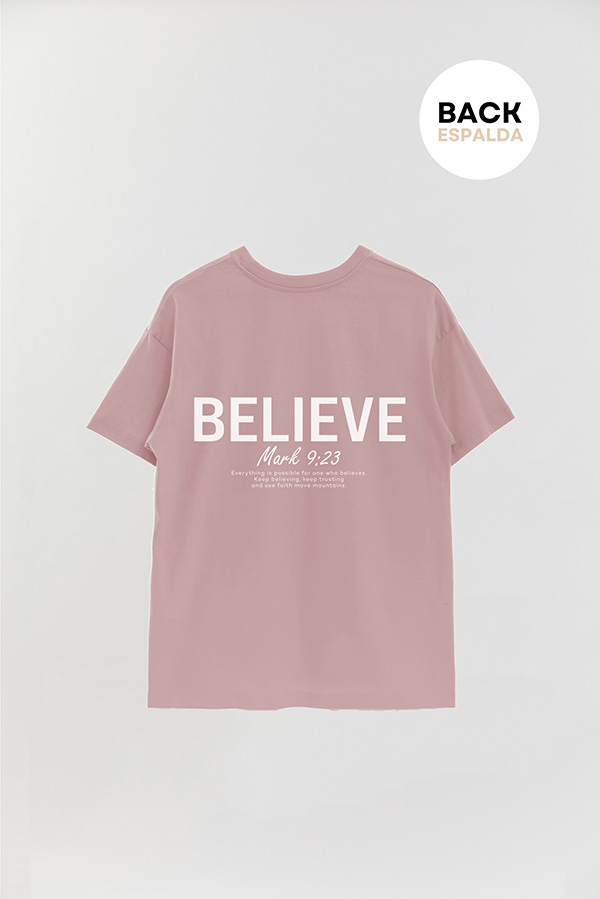 REMERA OVER ESTAMPADA UNISEX ESPALDA BELIEVE