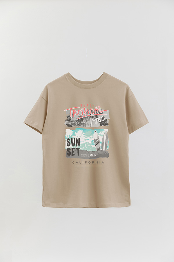 REMERA OVER ESTAMPADA TROPICAL BEACH