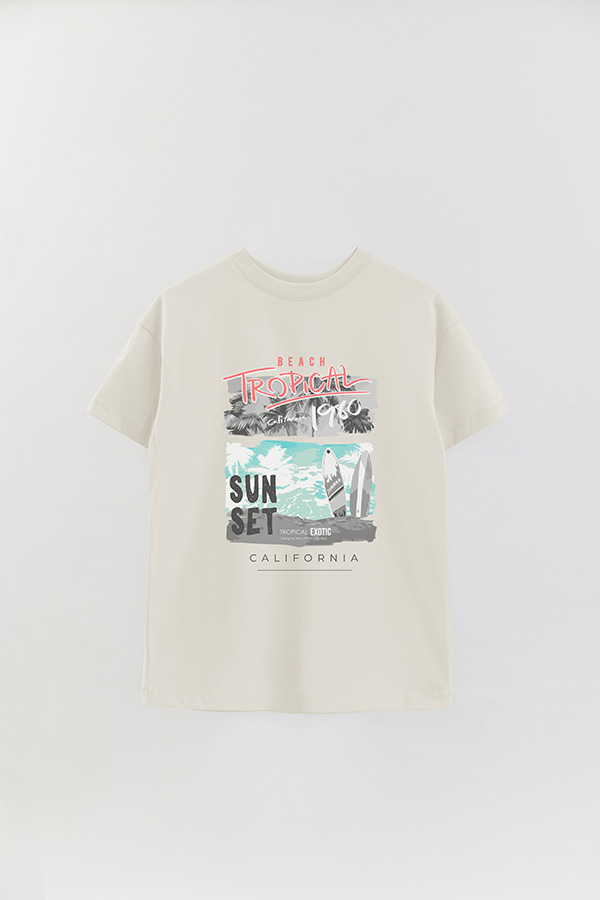 REMERA OVER ESTAMPADA TROPICAL BEACH