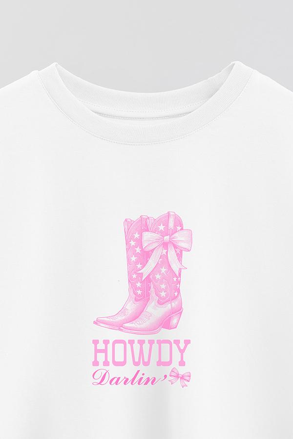 REMERA CROP ESTAMPADA COQUETTE HOWDY DARLIN
