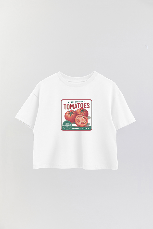 REMERA CROP ESTAMPADA HARVEST TOMATOES