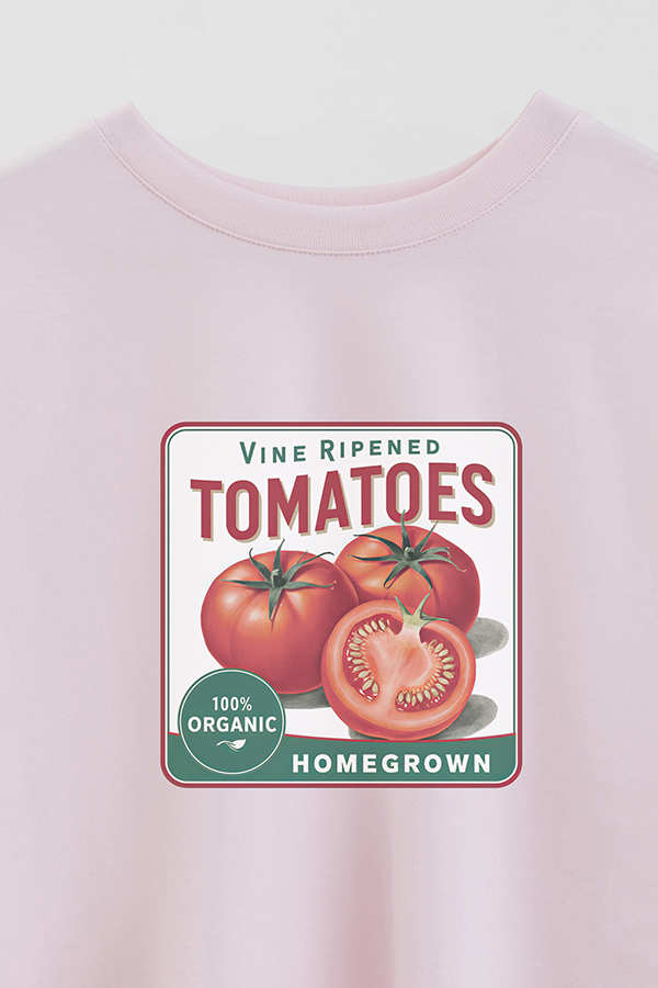 REMERA CROP ESTAMPADA HARVEST TOMATOES