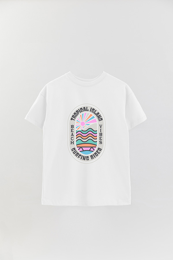 REMERA OVER ESTAMPADA TROPICAL ISLAND