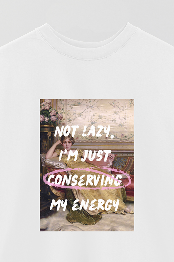 REMERA OVER ESTAMPADA ART COLLECTION 73 NOT LAZY
