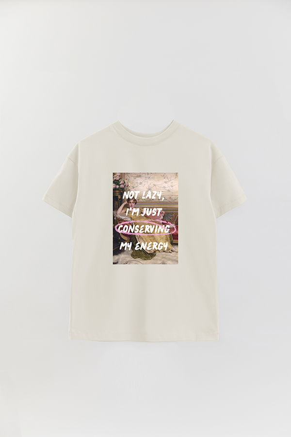 REMERA OVER ESTAMPADA ART COLLECTION 73 NOT LAZY