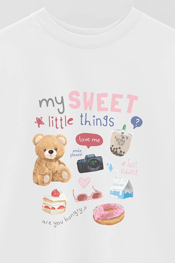 REMERA OVER ESTAMPADA UNISEX TEDDY LITTLE THINGS
