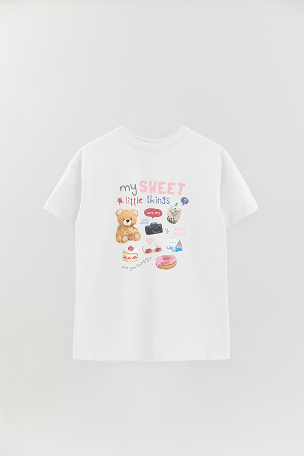 REMERA OVER ESTAMPADA UNISEX TEDDY LITTLE THINGS