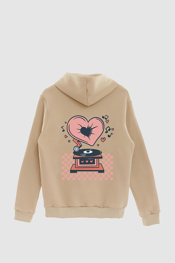 HOODIE ESTAMPADO CARTOON ILLUSTRATION LOVE RECORD PLAYER
