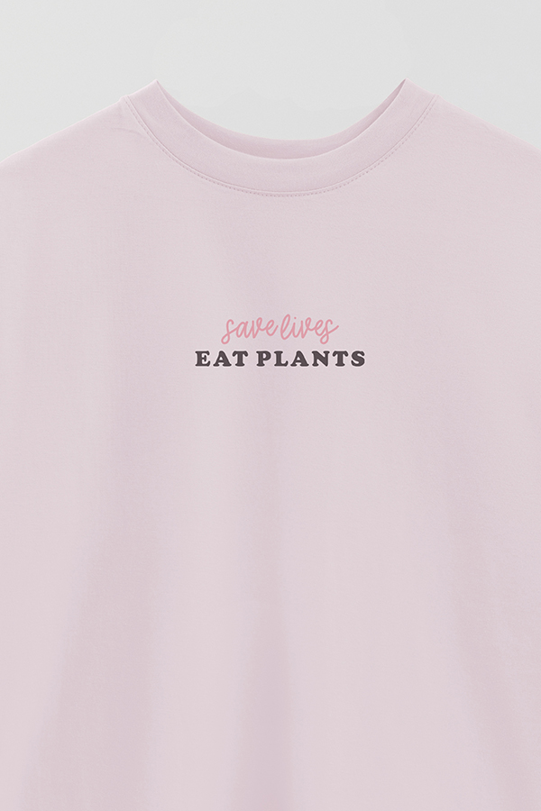 REMERA OVER ESTAMPADA VEGAN SAVE LIVES