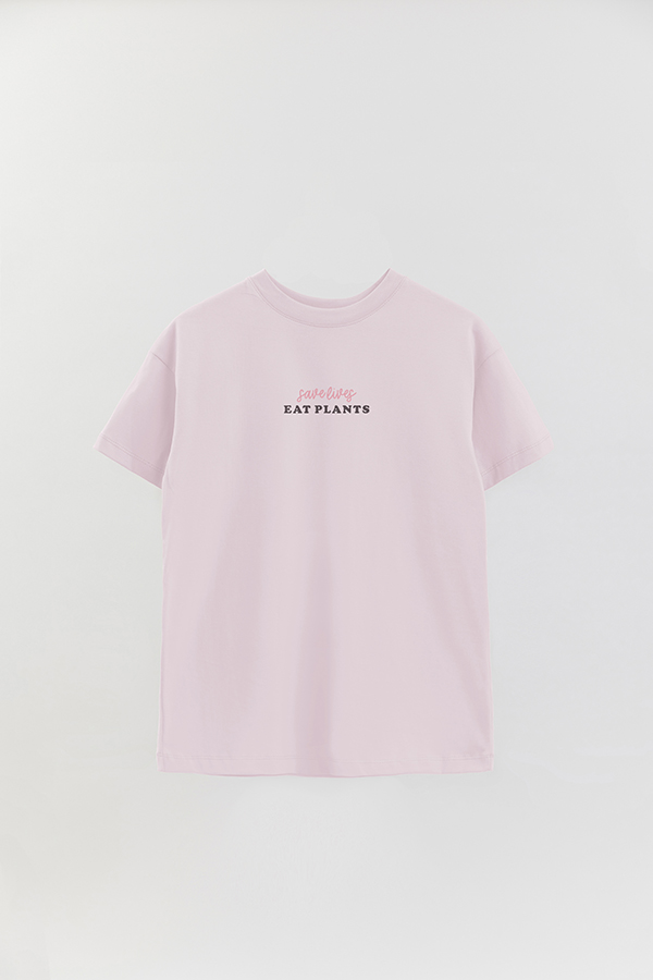 REMERA OVER ESTAMPADA VEGAN SAVE LIVES