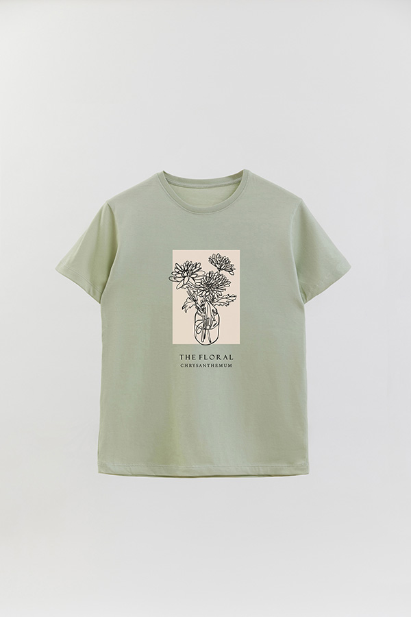 REMERA BASICA ESTAMPADA BT CRYSANTHEMUM