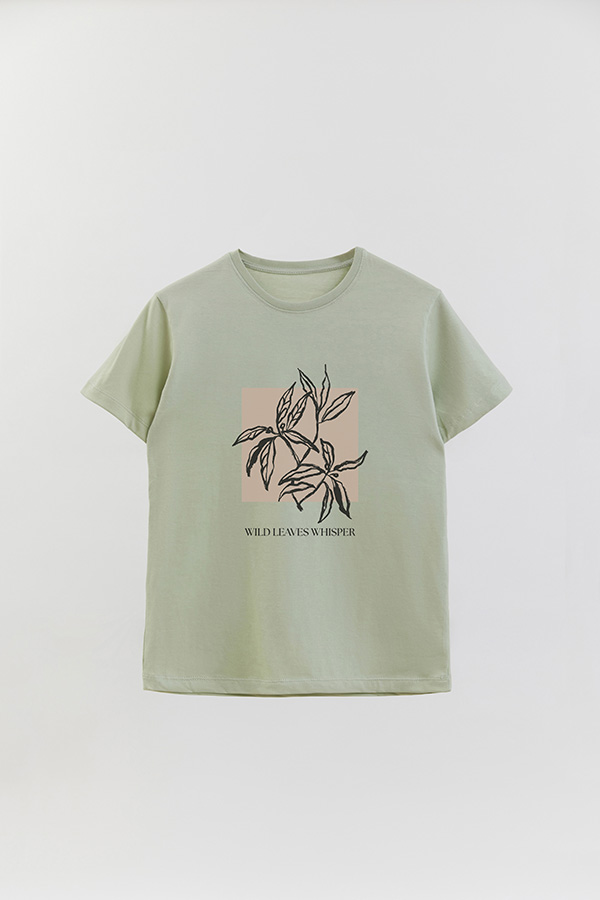 REMERA BASICA ESTAMPADA BT WILD LEAVES