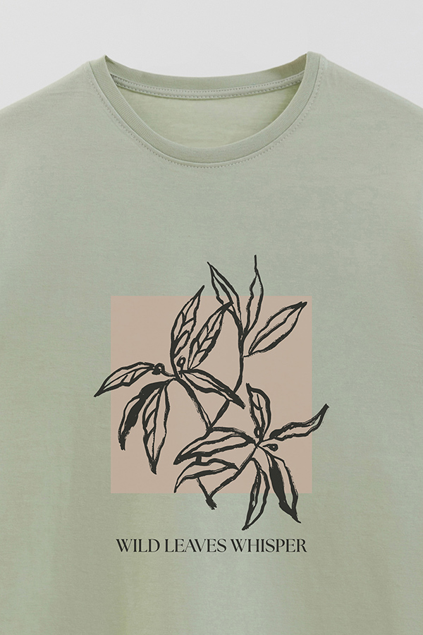 REMERA BASICA ESTAMPADA BT WILD LEAVES