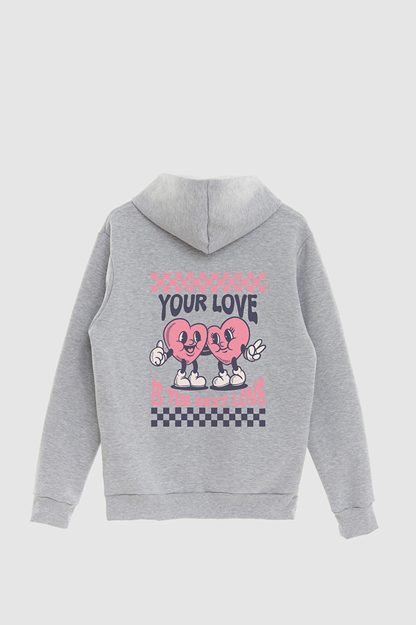 HOODIE ESTAMPADO CARTOON ILLUSTRATION YOUR LOVE IS THE BEST LOVE