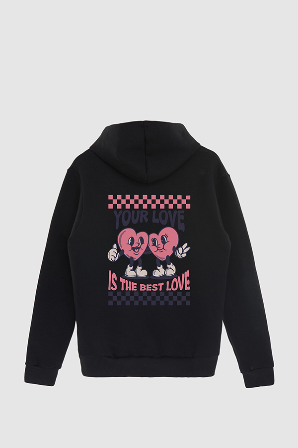 HOODIE ESTAMPADO CARTOON ILLUSTRATION YOUR LOVE IS THE BEST LOVE