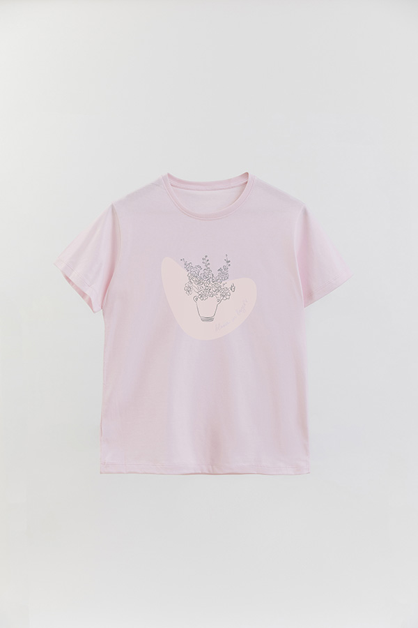 REMERA BASICA ESTAMPADA BT BLOOM IN LAYERS