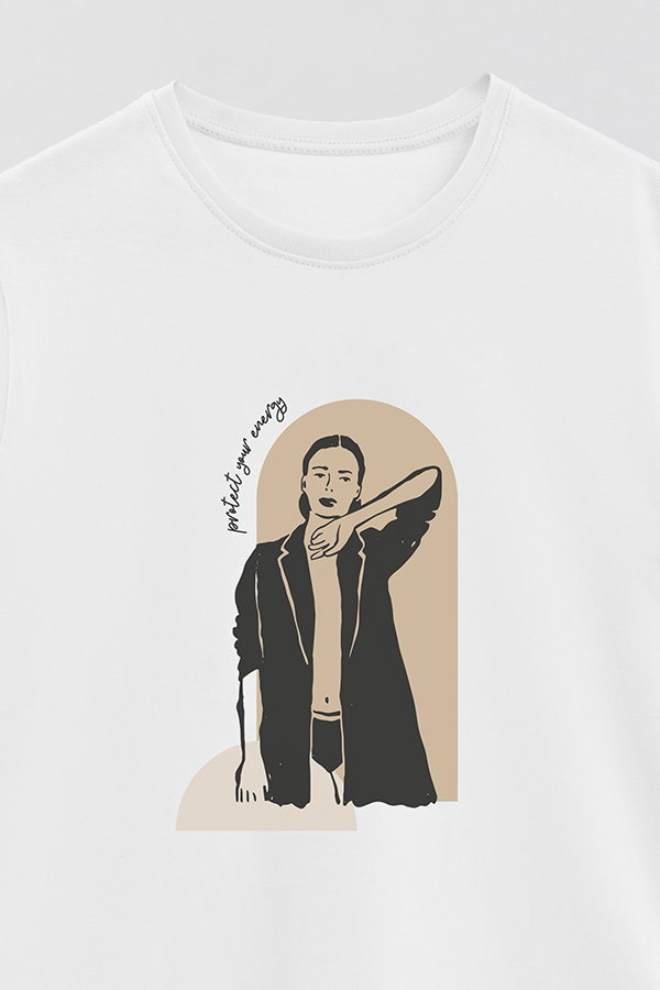 REMERA BASICA ESTAMPADA W PROTECT YOUR ENERGY