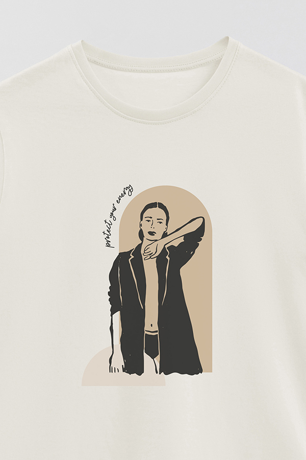 REMERA BASICA ESTAMPADA W PROTECT YOUR ENERGY