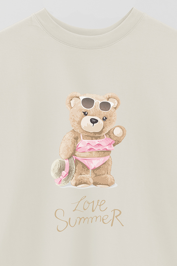REMERA OVER ESTAMPADA UNISEX TEDDY LOVE SUMMER