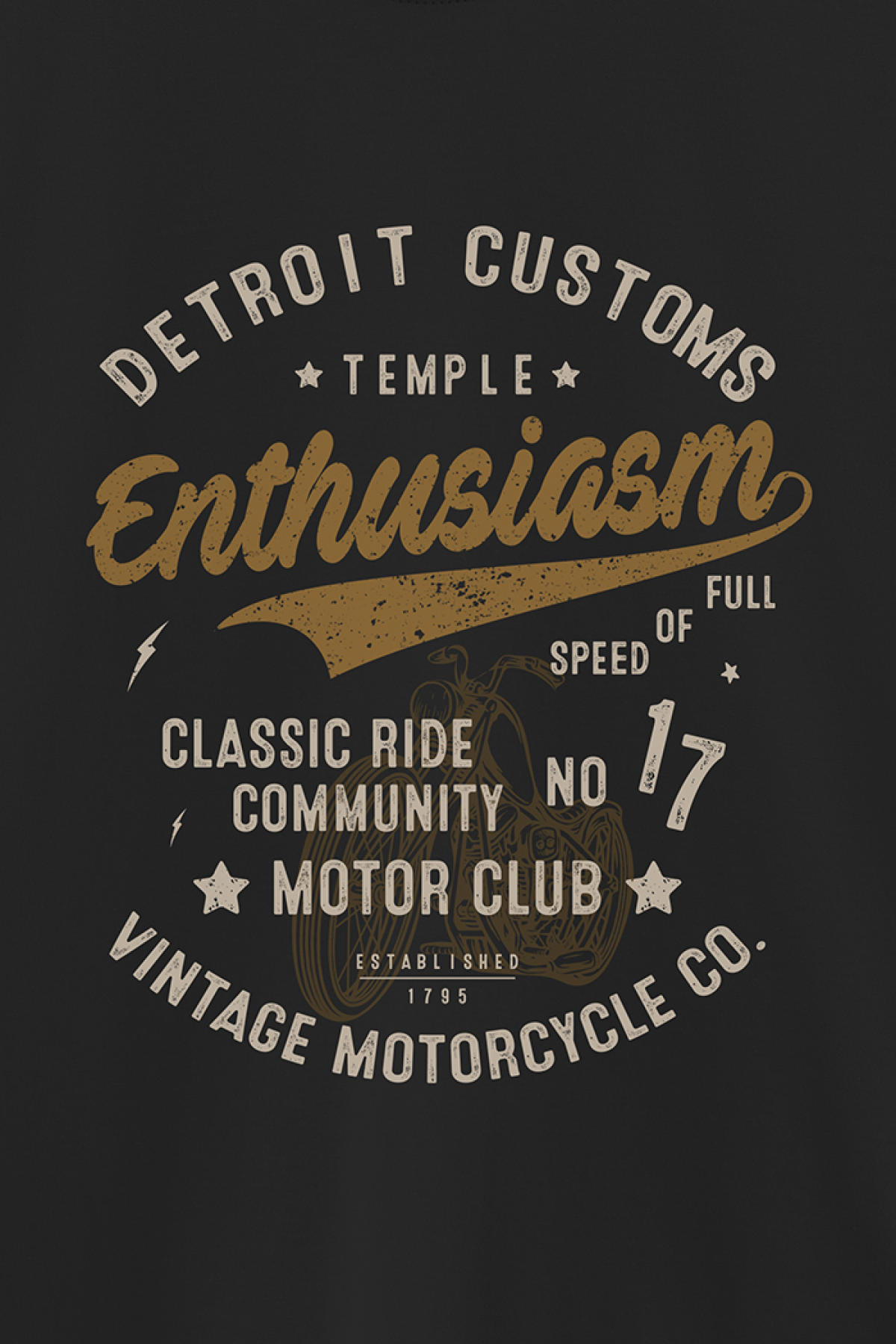 REMERA BASICA ESTAMPADA VG ENTHUSIASM VINTAGE MOTORCYCLE