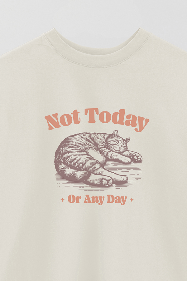 REMERA OVER ESTAMPADA CAT NOT TODAY OR ANY DAY