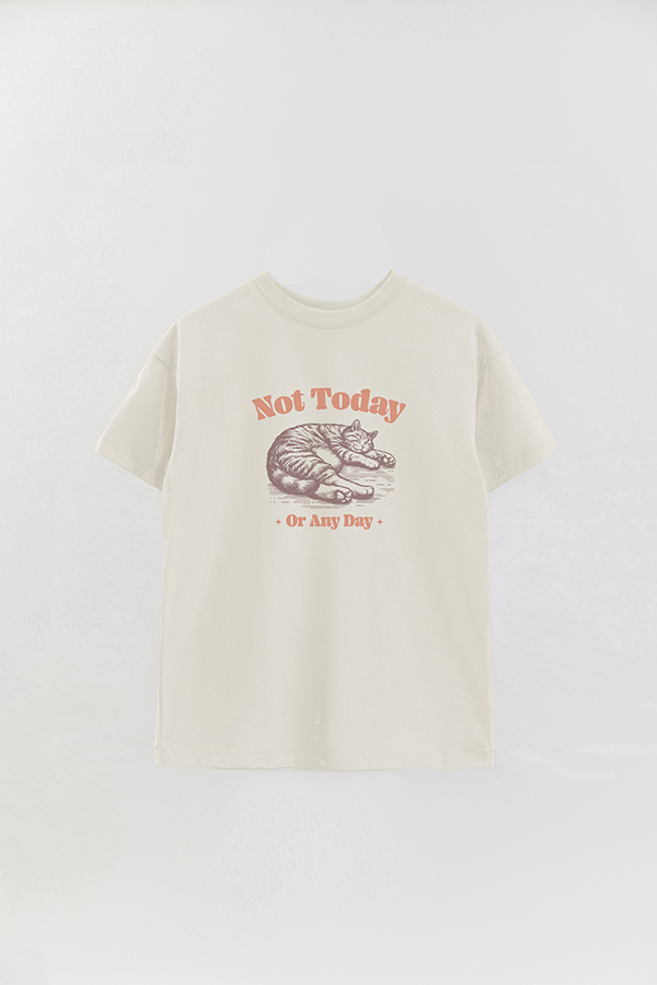 REMERA OVER ESTAMPADA CAT NOT TODAY OR ANY DAY