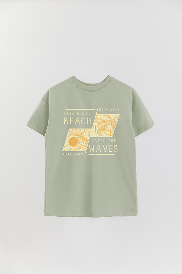 REMERA OVER ESTAMPADA LETS HIT THE BEACH