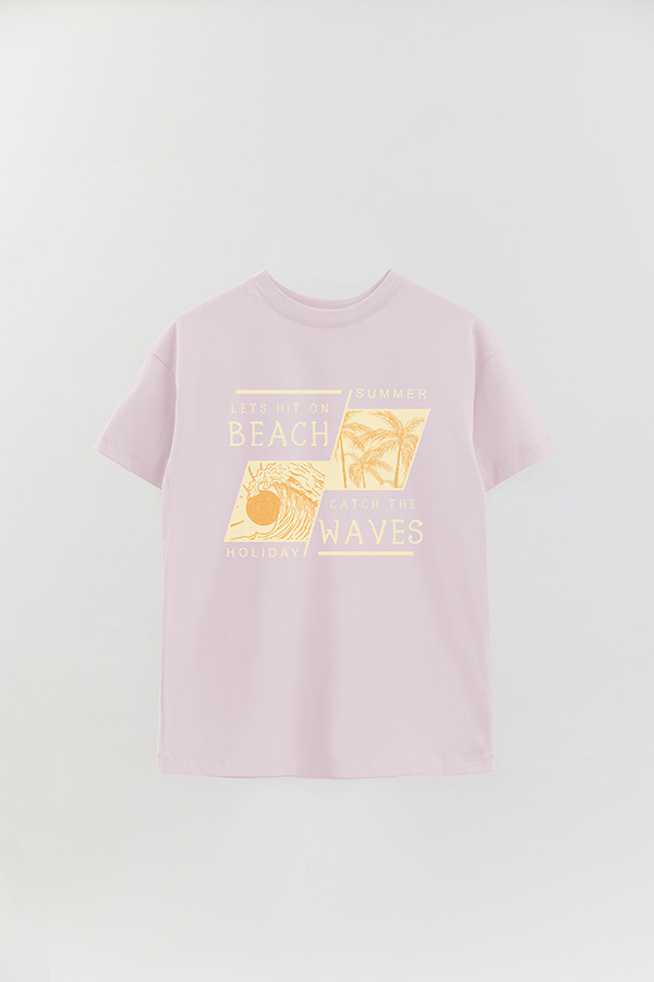 REMERA OVER ESTAMPADA LETS HIT THE BEACH