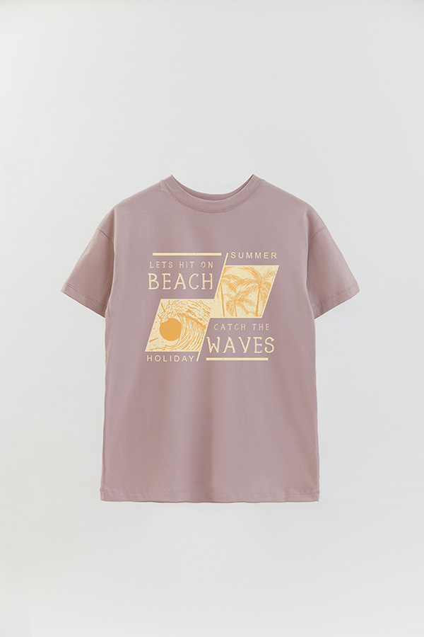 REMERA OVER ESTAMPADA LETS HIT THE BEACH