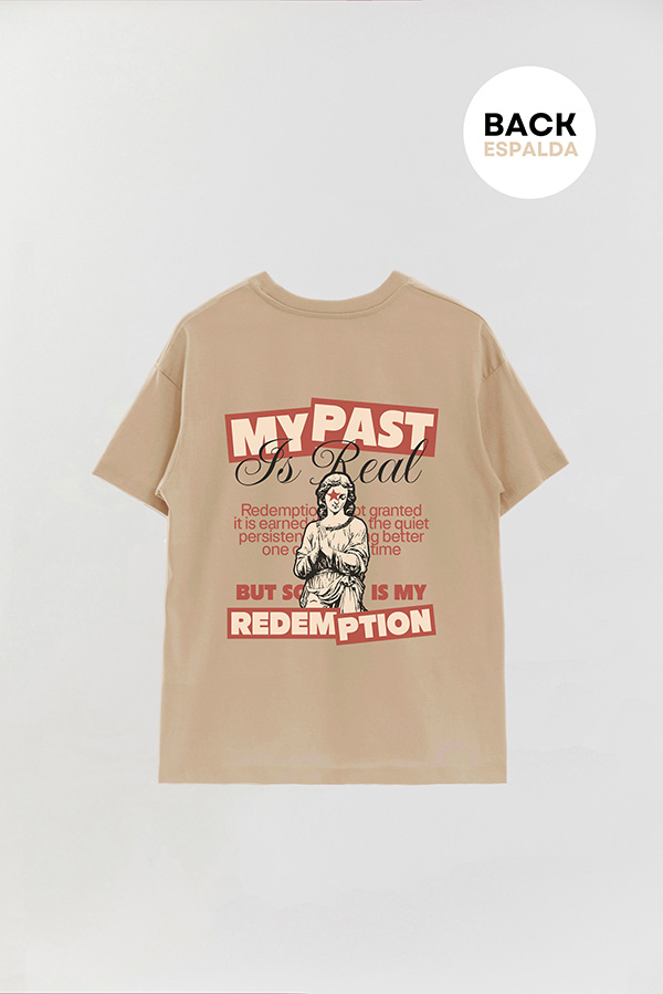 REMERA OVER ESTAMPADA UNISEX ESPALDA REDEMPTION