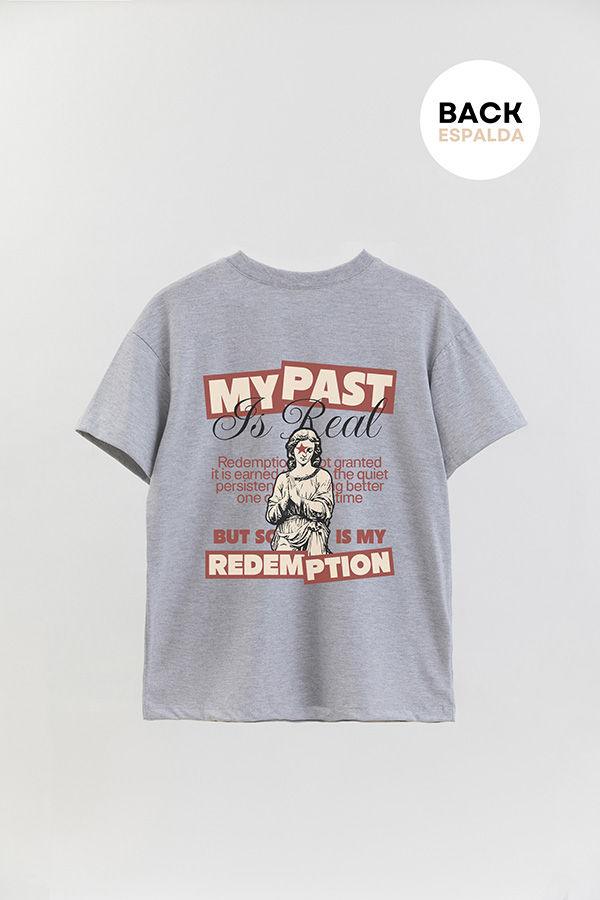 REMERA OVER ESTAMPADA UNISEX ESPALDA REDEMPTION