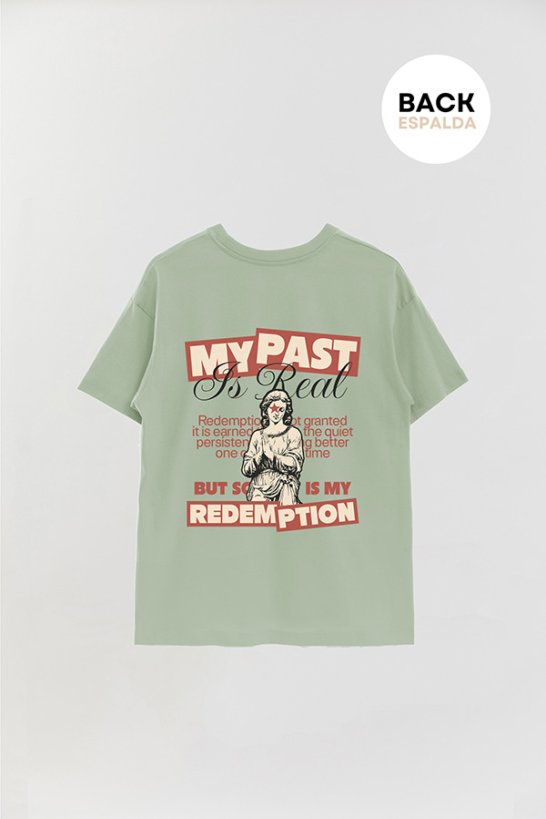 REMERA OVER ESTAMPADA UNISEX ESPALDA REDEMPTION