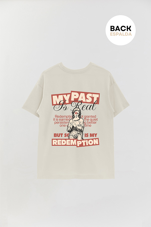 REMERA OVER ESTAMPADA UNISEX ESPALDA REDEMPTION