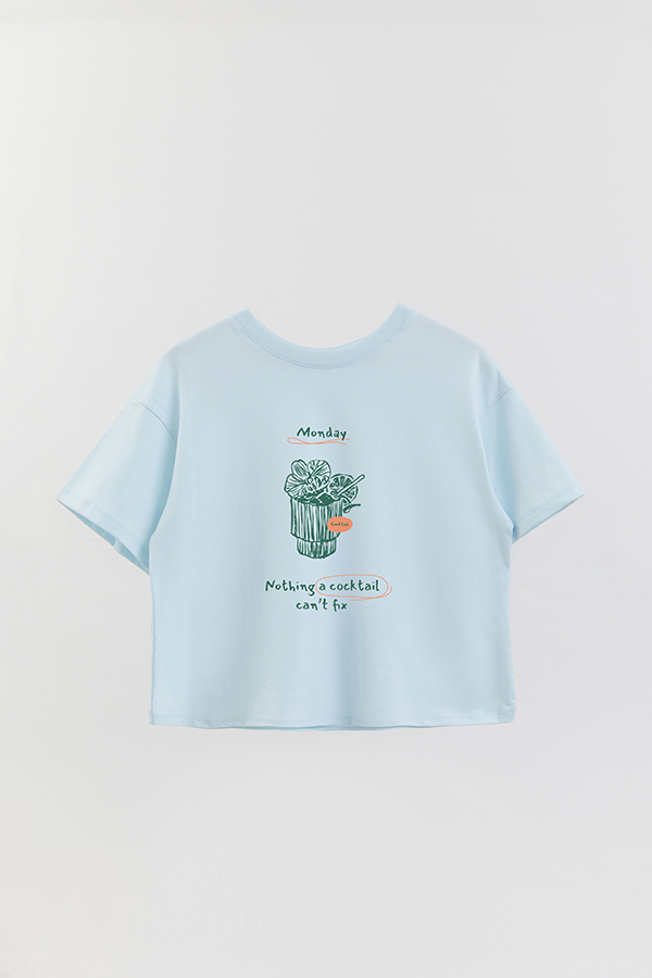 REMERA CROP ESTAMPADA ITALY DRINK MONDAY