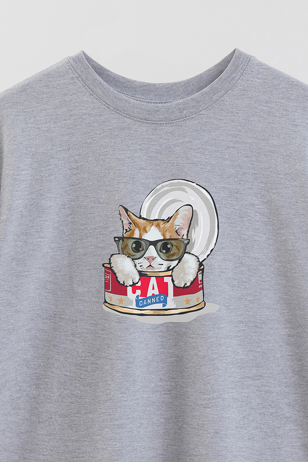 REMERA OVER ESTAMPADA CAT CANNED