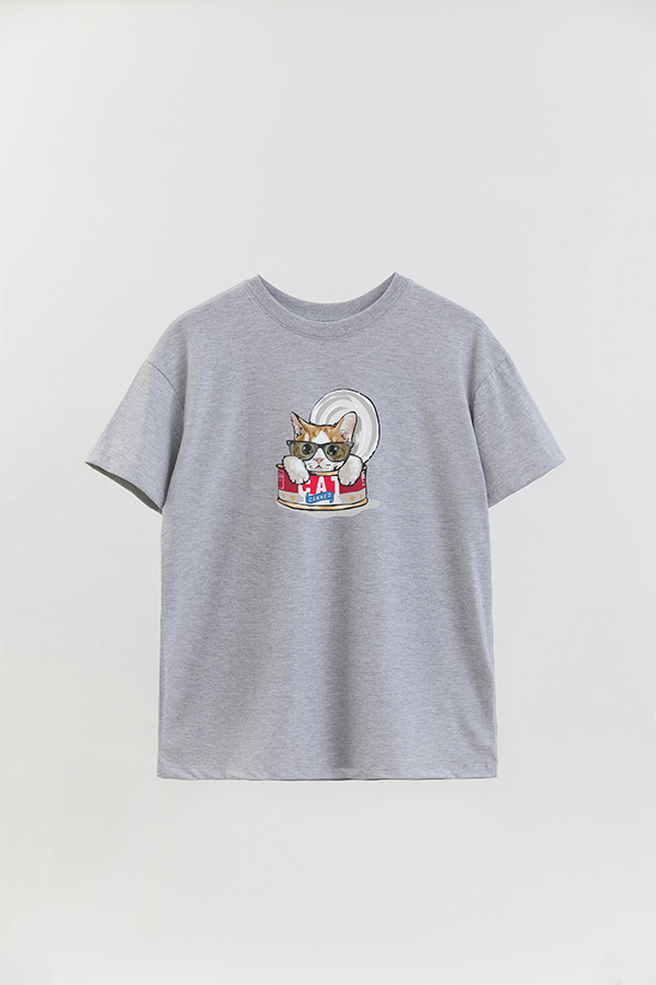 REMERA OVER ESTAMPADA CAT CANNED
