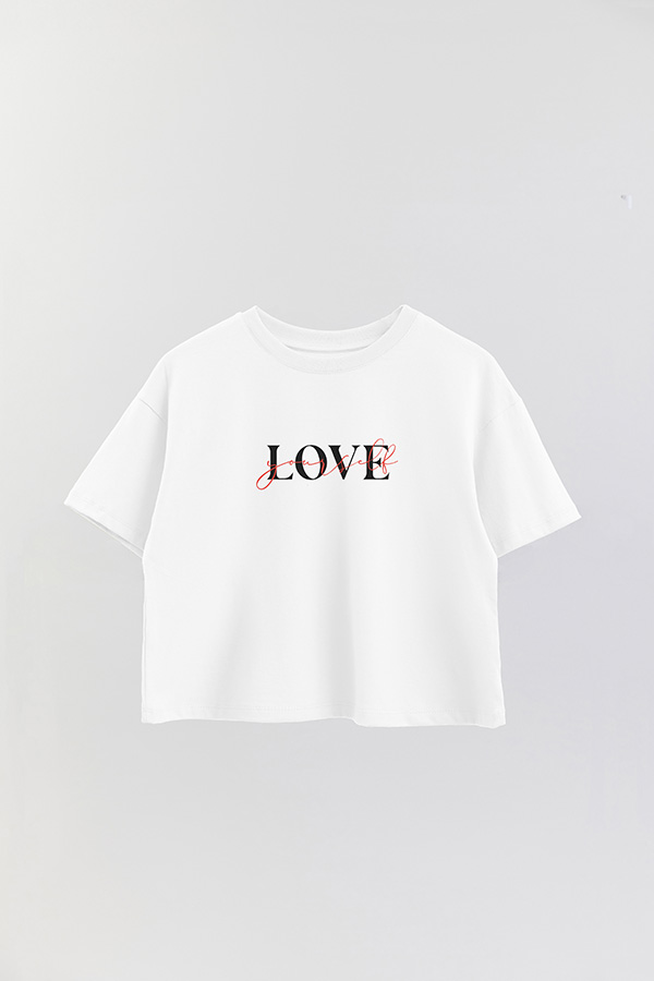 REMERA CROP ESTAMPADA LOVE YOURSELF