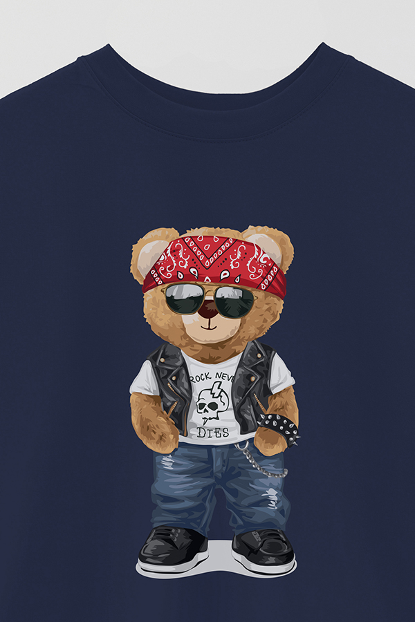 REMERA OVER ESTAMPADA UNISEX TEDDY ROCK NEVER DIES