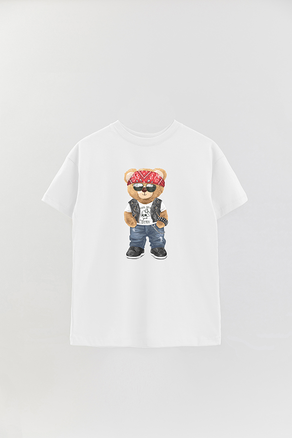 REMERA OVER ESTAMPADA UNISEX TEDDY ROCK NEVER DIES